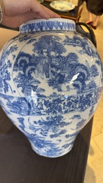 A large blue and white Delftware chinoiserie vase, Delft or Frankfurt, 17th C.