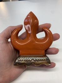 Six Chinese porcelain and glass brush rests, 19/20th C.