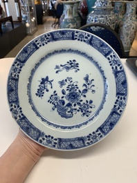 A collection of 24 Chinese blue, white and polychrome wares, 18th C.