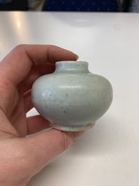 Eight Chinese Longquan celadon jarlets with floral design, Song/Yuan