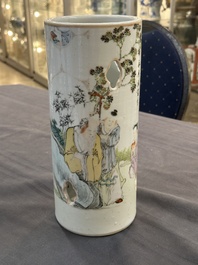 A collection of ten Chinese blue, white, famille rose and qianjiang cai wares, signed Yongzhen Shi 永真氏, 18/19th C.