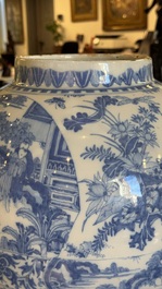 A large blue and white Delftware chinoiserie vase, Delft or Frankfurt, 17th C.