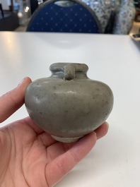 Eight Chinese Longquan celadon jarlets with floral design, Song/Yuan
