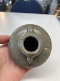 Eight Chinese Longquan celadon jarlets with floral design, Song/Yuan