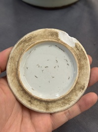A collection of ten Chinese blue, white, famille rose and qianjiang cai wares, signed Yongzhen Shi 永真氏, 18/19th C.
