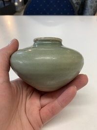 Eight Chinese Longquan celadon jarlets with floral design, Song/Yuan