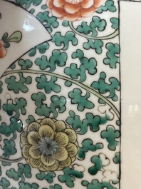 A Chinese famille verte vase and two covered vases, 19th C.