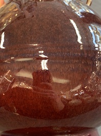 A Chinese flamb&eacute;-glazed 'hu' vase, Qianlong mark, 20th C.