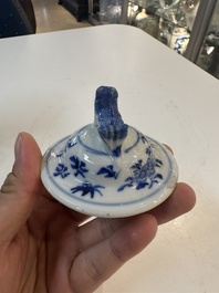 A Chinese blue and white garniture of five vases with river landscapes, 19th C.