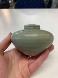 Eight Chinese Longquan celadon jarlets with floral design, Song/Yuan