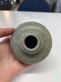 Eight Chinese Longquan celadon jarlets with floral design, Song/Yuan