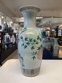 Three Chinese famille rose vases with figural and floral design, Qianlong mark, 19/20th C.