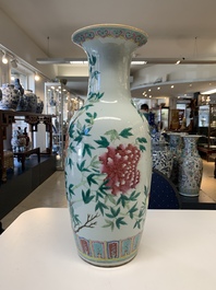 Three Chinese famille rose vases with figural and floral design, Qianlong mark, 19/20th C.