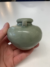 Eight Chinese Longquan celadon jarlets with floral design, Song/Yuan