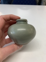 Eight Chinese Longquan celadon jarlets with floral design, Song/Yuan