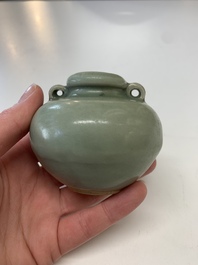 Eight Chinese Longquan celadon jarlets with floral design, Song/Yuan