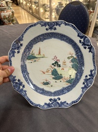A collection of ten Chinese blue, white, famille rose and qianjiang cai wares, signed Yongzhen Shi 永真氏, 18/19th C.