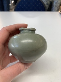 Eight Chinese Longquan celadon jarlets with floral design, Song/Yuan
