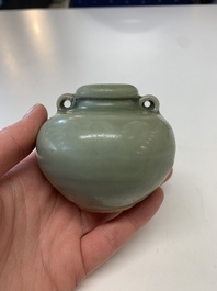 Eight Chinese Longquan celadon jarlets with floral design, Song/Yuan
