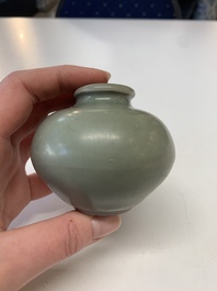 Eight Chinese Longquan celadon jarlets with floral design, Song/Yuan