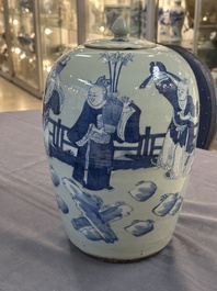 A collection of ten Chinese blue, white, famille rose and qianjiang cai wares, signed Yongzhen Shi 永真氏, 18/19th C.
