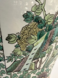 A Chinese famille verte vase and two covered vases, 19th C.