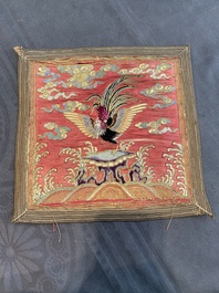 Ten Chinese gold-thread-embroidered silk rank badges, 19th C.