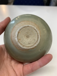 Eight Chinese Longquan celadon jarlets with floral design, Song/Yuan