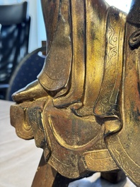 A large Chinese gilt bronze seated Bodhisattva, 20th C.