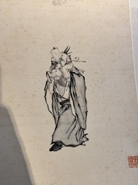 Xie Zhiguang 謝之光 (1899-1976): 'Qilin, sage and boy', ink on silk