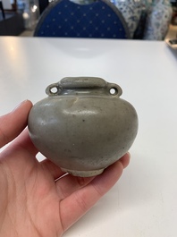 Eight Chinese Longquan celadon jarlets with floral design, Song/Yuan