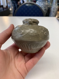 Eight Chinese Longquan celadon jarlets with floral design, Song/Yuan