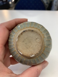 Eight Chinese Longquan celadon jarlets with floral design, Song/Yuan