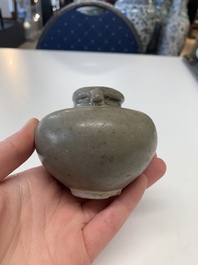 Eight Chinese Longquan celadon jarlets with floral design, Song/Yuan