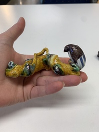 Six Chinese porcelain and glass brush rests, 19/20th C.