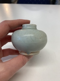 Eight Chinese Longquan celadon jarlets with floral design, Song/Yuan