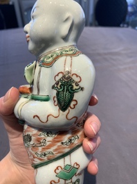 A pair of Chinese famille verte He He Er Xian models, 18/19th C.