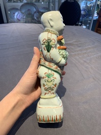 A pair of Chinese famille verte He He Er Xian models, 18/19th C.