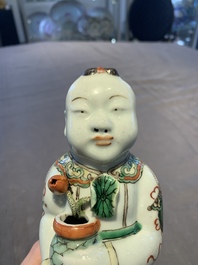 A pair of Chinese famille verte He He Er Xian models, 18/19th C.