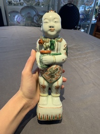 A pair of Chinese famille verte He He Er Xian models, 18/19th C.