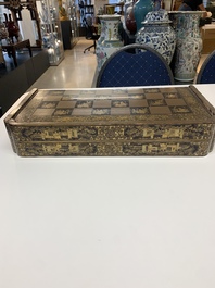 A Chinese Canton export gilt-lacquered chess and backgammon board, 19th C.