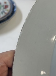 Seven Chinese blue, white, Imari-style and famille rose plates, Kangxi/Qianlong