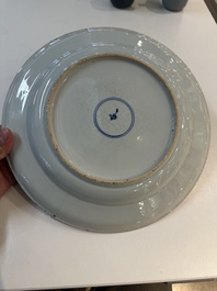 Seven Chinese blue, white, Imari-style and famille rose plates, Kangxi/Qianlong