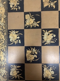A Chinese Canton export gilt-lacquered chess and backgammon board, 19th C.