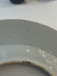 Seven Chinese blue, white, Imari-style and famille rose plates, Kangxi/Qianlong