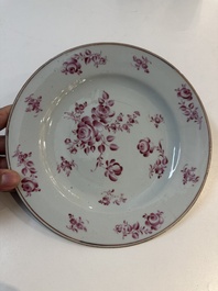 Seven Chinese blue, white, Imari-style and famille rose plates, Kangxi/Qianlong
