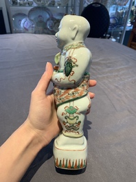 A pair of Chinese famille verte He He Er Xian models, 18/19th C.