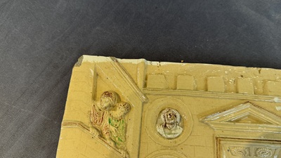 School of Bernard Palissy, a 'biblical subject' plaque , 17/18th C.