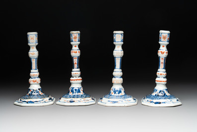 A set of four Chinese Imari-style candlesticks, 18th C.