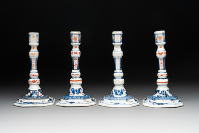 A set of four Chinese Imari-style candlesticks, 18th C.